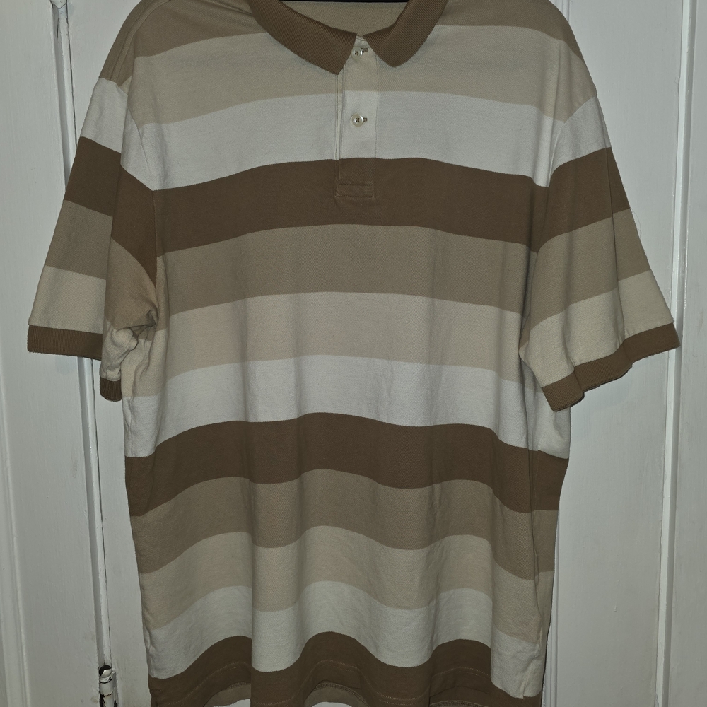 Daniel Cremieux Men's Polo Shirt - Brown and Cream Stripes